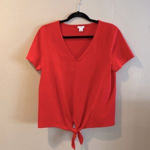 Red V-Neck Short Sleeve